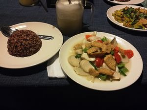 Mushrooms and Tempeh at Pink House Garden in Chiang Mai