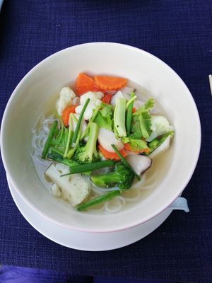 Mushroom Noodle Soup 75thb at Pink House Garden in Chiang Mai
