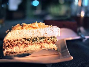 Coconut cream cake at Pink House Garden in Chiang Mai