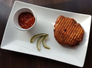 Vegan barini with housemade tomato chutney at Grannys Food in Rijswijk