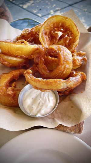 Onion rings.  at Green Leaves in Los Angeles