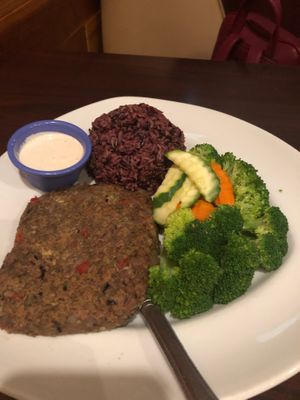 Lentil Loaf Dinner w/ Tahini Dressing at Green Leaves in Los Angeles