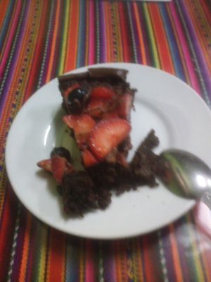 Chocolate pie from the Sinfonía Vegana (restaurant in Lima) at Sinfonia Vegana in Lima