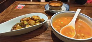 Beijing style aubergine and millet minestrone at Ye Bo Zhai in Beijing