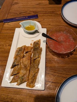 Tofu skin and grapefruit drink at Ye Bo Zhai in Beijing