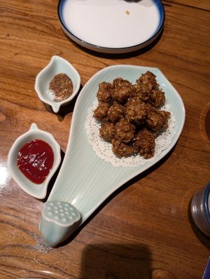 Fried needle mushrooms at Ye Bo Zhai in Beijing