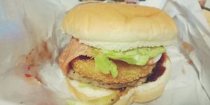 Soya tower burger at The Burgerie in Auckland