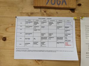 Yoga schedule at Vegan Surf Camp in Moliets
