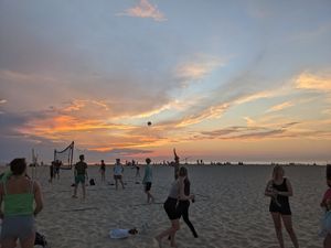 Beach volleyball at Vegan Surf Camp in Moliets