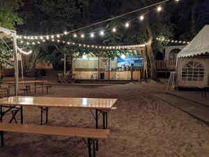 Main campground at Vegan Surf Camp in Moliets