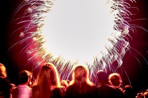 Fireworks on the beach of Moliets at Vegan Surf Camp in Moliets
