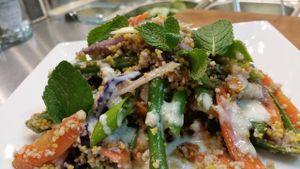 Cous cous with vegetables and soyoghurt at Leaf Food in Mannheim