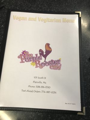 They have a whole printed menu just for vegan/vegetarians!!  at The Purple Rooster Cafe in Attleboro