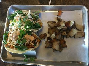 vegan breakfast tacos  at Elemental Coffee in Oklahoma City