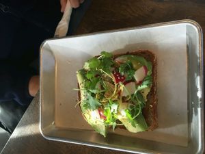 vegan avocado toast at Elemental Coffee in Oklahoma City