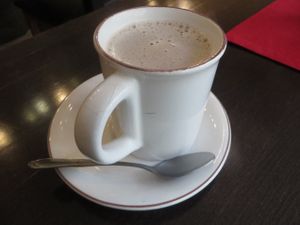 hot chocolate with rice milk (without cream) (vegan) at VeGonas in Bielefeld