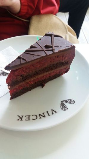 Chocolate raspberry cake at Vis a Vis Vincek Cake and Ice Cream in Zagreb