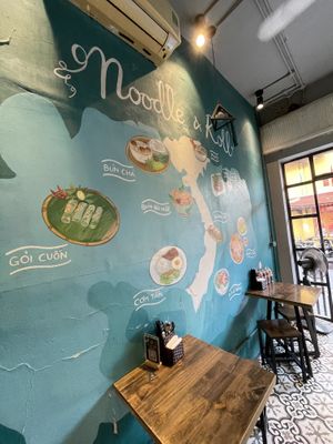 Wall art inside restaurant   at Noodle & Roll in Hanoi