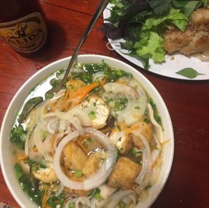 pho chay & spring rolls at Noodle & Roll in Hanoi