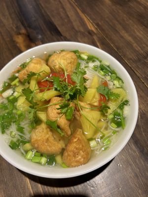 Nice vegan pho  at Noodle & Roll in Hanoi