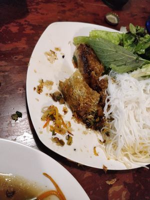 Yummy (partially eaten) spring rolls at Noodle & Roll in Hanoi