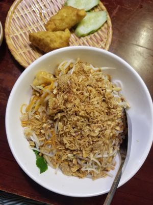 Vegan noodles with tofu at Noodle & Roll in Hanoi