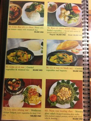 Veg menu at Noodle & Roll in Hanoi