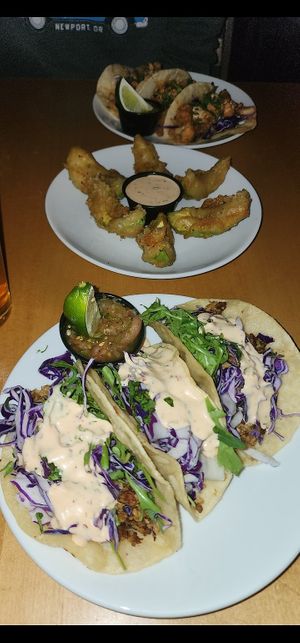 Taproot Tacos, Davacados, and Chipotle Cauliflower Tacos. at Taproot Lounge & Cafe in Salem