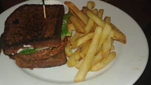 Veggie patty burger at Taproot Lounge & Cafe in Salem