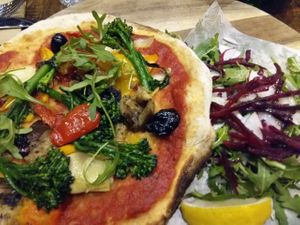 Vegan pizza - one week before they changed their menu and added more vegan options. They now have pizza with vegan cheese.  at Zizzi - The Hub in Milton Keynes