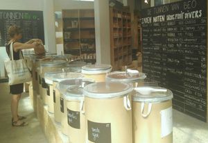 Bulk section at BE O market at BE O Versmarkt in Ghent