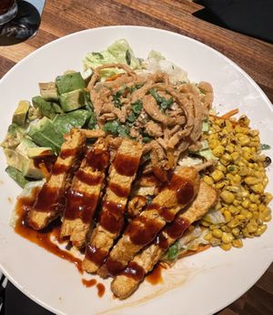 Veganized BBQ Chkn Salad with Gardein, no cheese, no ranch   at Yard House in Indianapolis