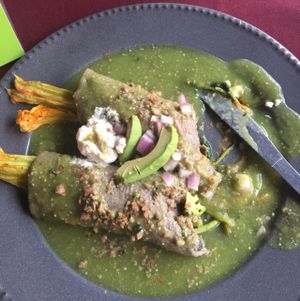 Enchiladas at Coco y Chia in Mexico City