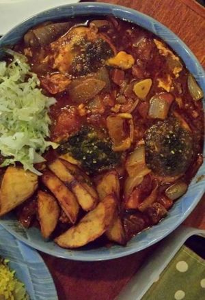 Shakshuka, a soupy, tomato-based Israeli omelette dish at Shamaim in Tokyo