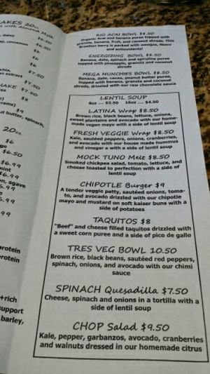 limited opening menu  at Splurge Juice Bar and Cafe in Hialeah