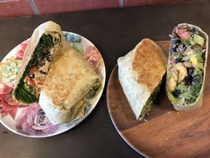 Breakfast burrito & Latin wrap  at Splurge Juice Bar and Cafe in Hialeah