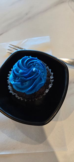 Cookie Monster Cupcake, vegan at Mason Dixon Bakery & Bistro in Huntsville