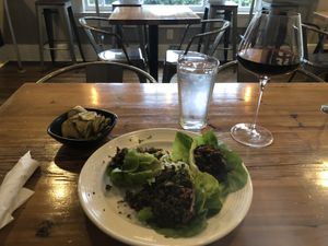 Bulgogi tacos veganized using wild mushrooms.  at Mason Dixon Bakery & Bistro in Huntsville