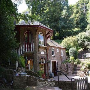 outside at St Ann's Well Cafe in Malvern