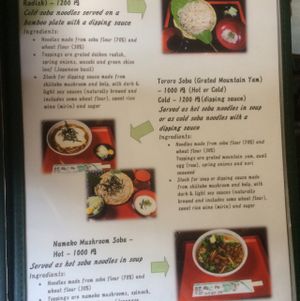 menu at Ebisu Soba in Takayama