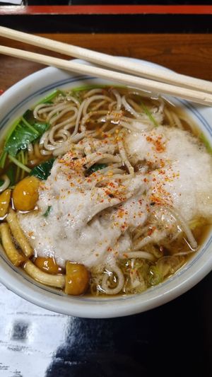 Tororo nameko soba with shichimi spice at Ebisu Soba in Takayama