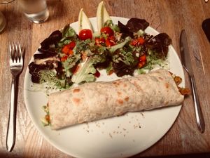 Tempeh wrap at Me Gusta in Halle