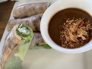 Tofu rolls with peanut dipping sauce, really good!  at PhoEver in Sunnyvale