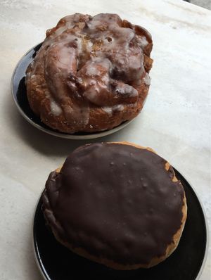 apple fritter and Boston Creme at Dottie's Donuts - Springfield Ave in Philadelphia