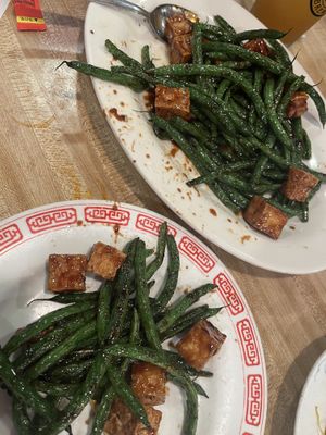 Green beans and tofu in a dark sauce   at China Garden in Orono