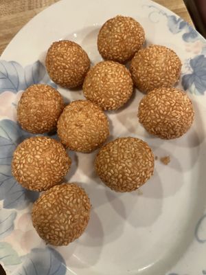 Sesame balls filled with red bean paste   at China Garden in Orono