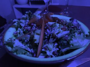 Salad (blue lighting inside) at El Pati de la Veina in Girona
