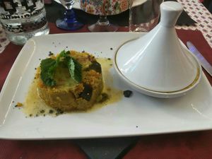 Vegan quinoa with veggies and a spicy vegan stew at El Pati de la Veina in Girona