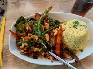Cashew stir fry at 55 Degrees North in Portrush