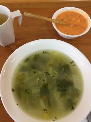 Soup and tea  at Raices in Quito